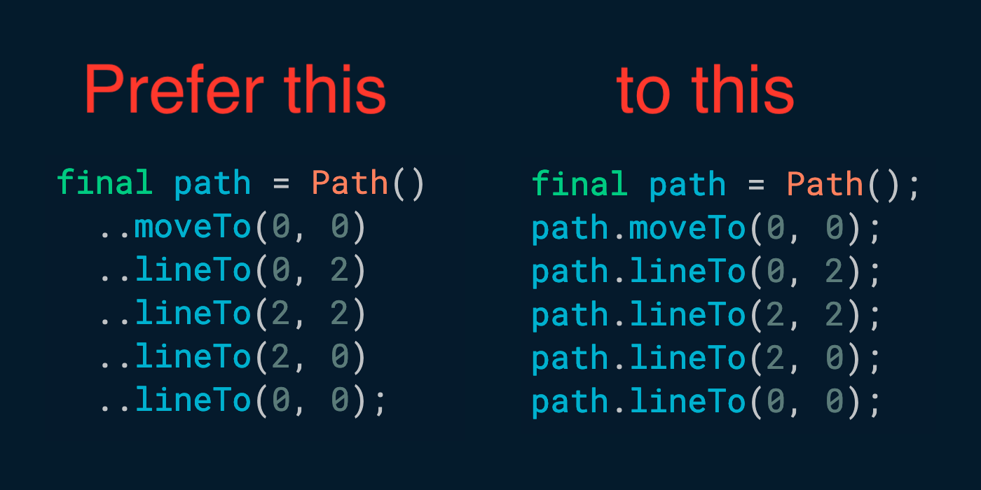 Use the cascade operator to modify mutable variables