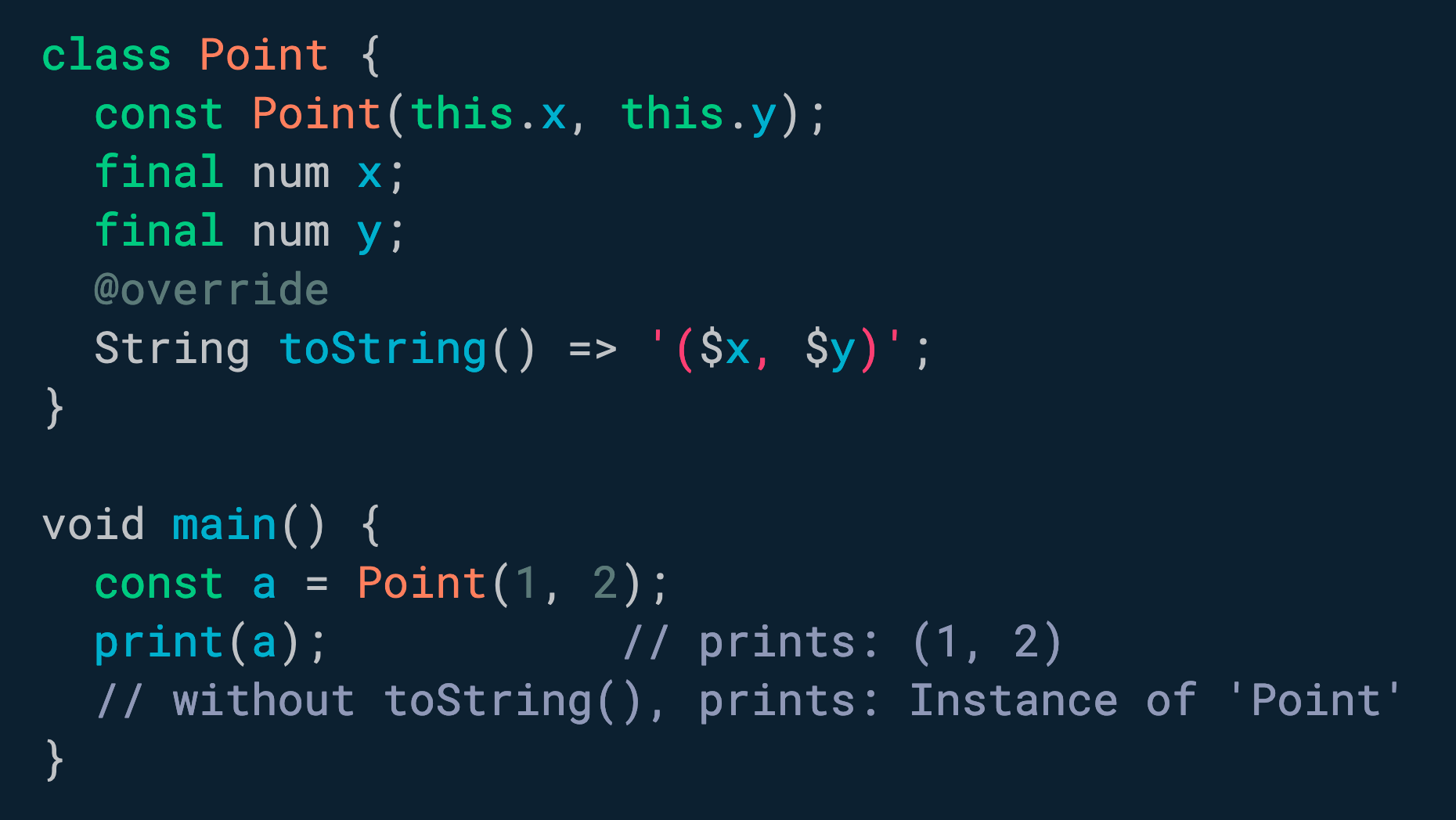 Implement `toString()` in your classes to improve the debugging experience.