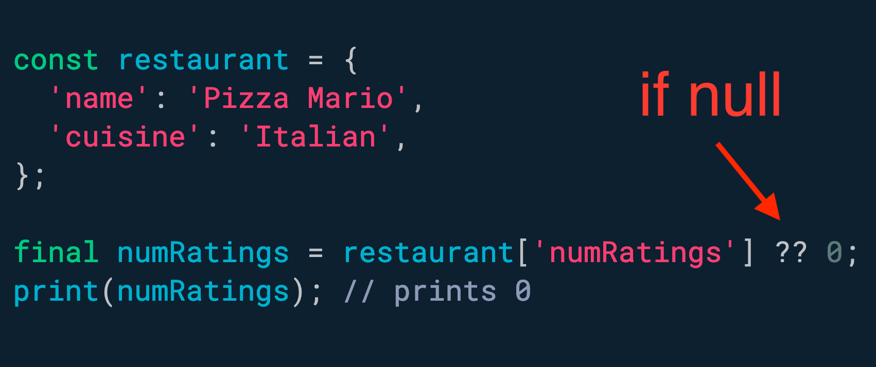 Use the if-null operator to provide a fallback for null values.
