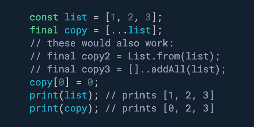 Need to shallow copy a list or collection? Use the spread operator.