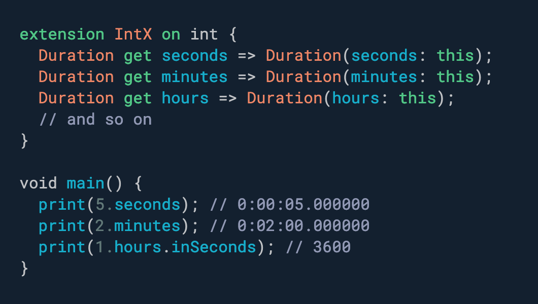 Want a more ergonomic API for working with dates and times? Use extensions.