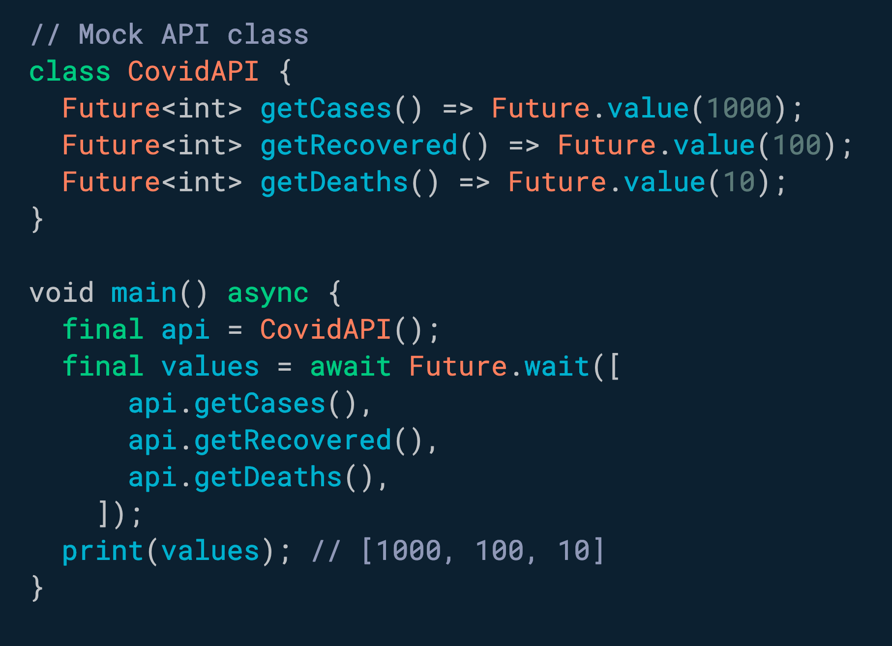Need to execute multiple Futures concurrently? Use Future.wait.
