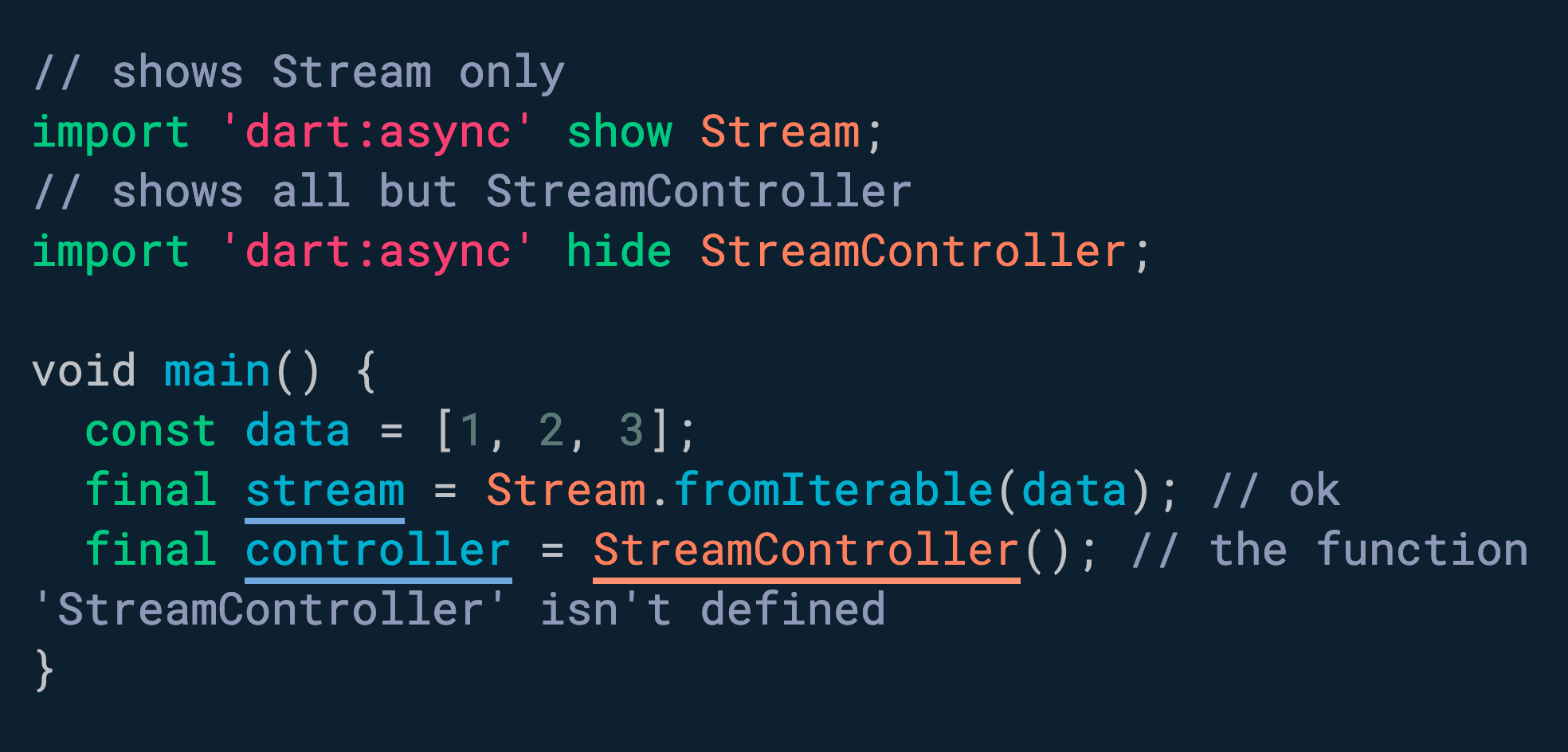 Want to selectively import some APIs in a package? Use show & hide.