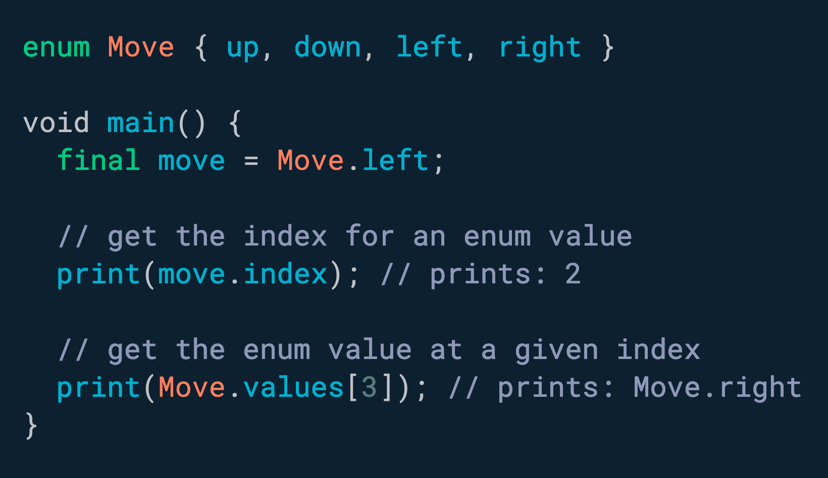 Need to convert an enum to an int or viceversa? Use .index and values[i]