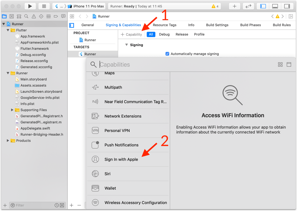 Adding Sign In With Apple capability
