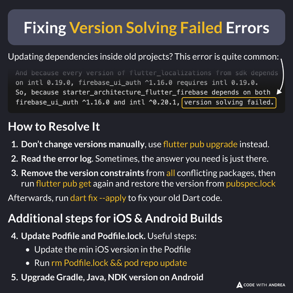 Fixing Version Solving Failed Errors