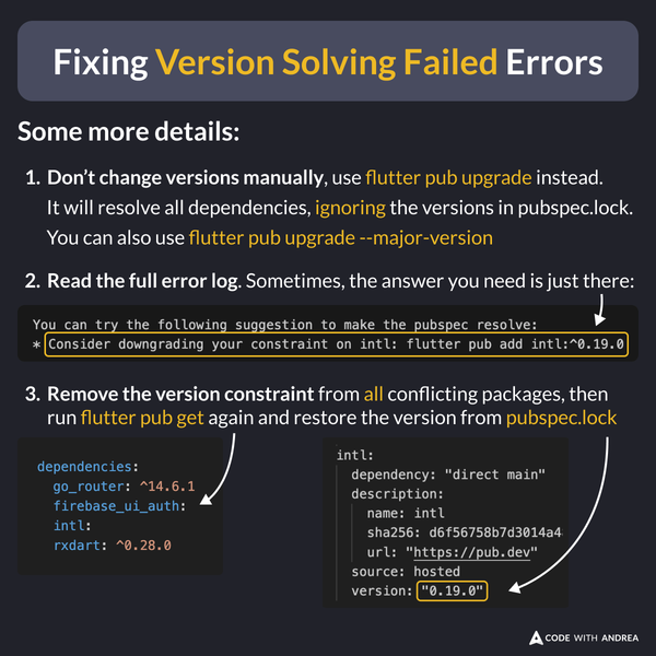 Fixing Version Solving Failed Errors