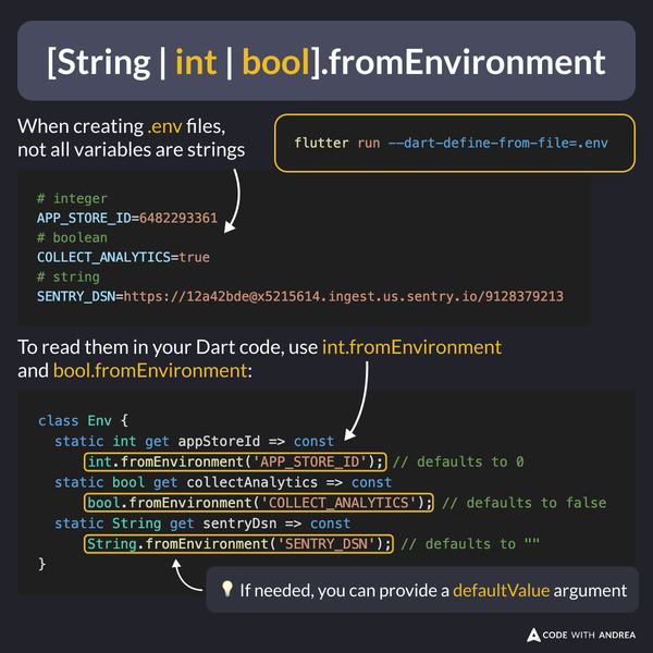 int.fromEnvironment and bool.fromEnvironment