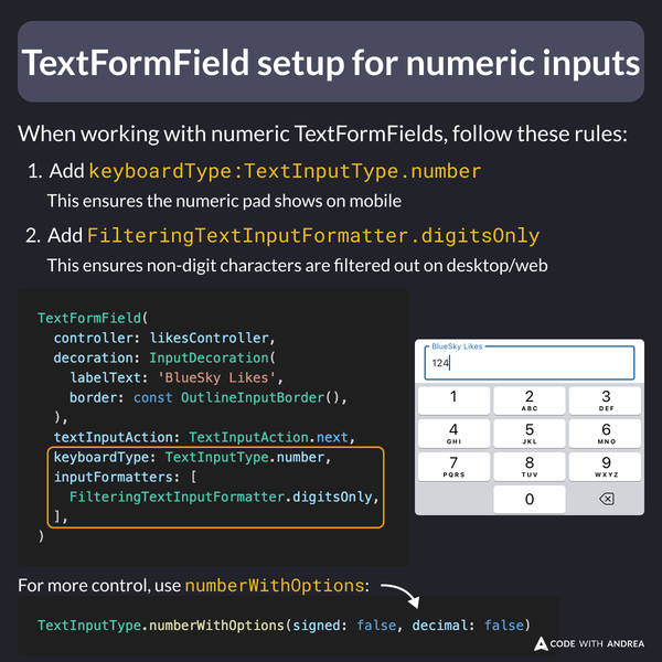 TextFormField Setup for Numeric Inputs