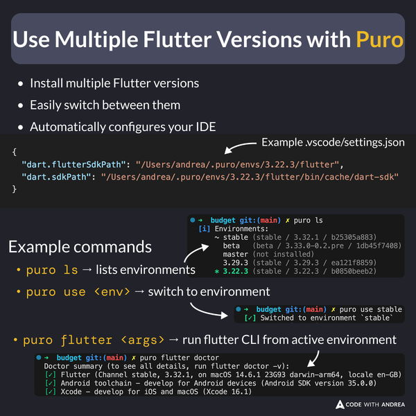 Use multiple Flutter versions with Puro