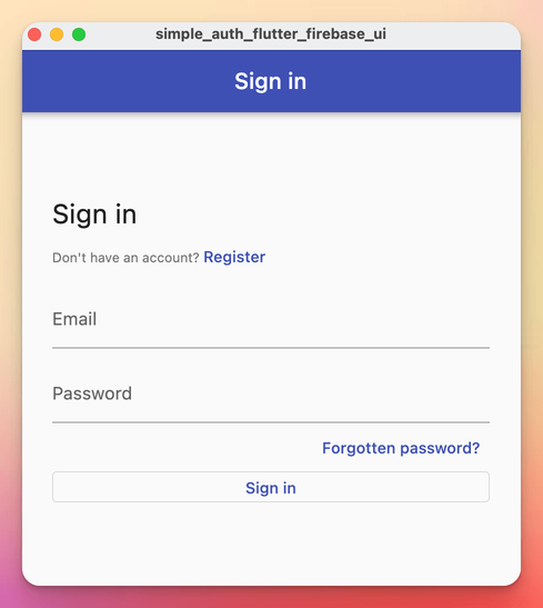 Sign in page on macOS
