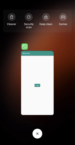 Example showing that the target app is opened inside another app (Whatsapp)