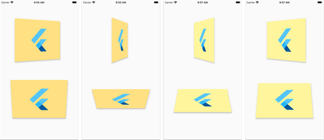 Card flip transitions on the Y and X axis