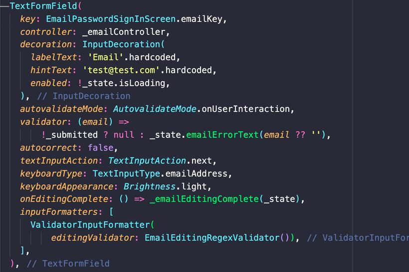 Formatted code after saving the file