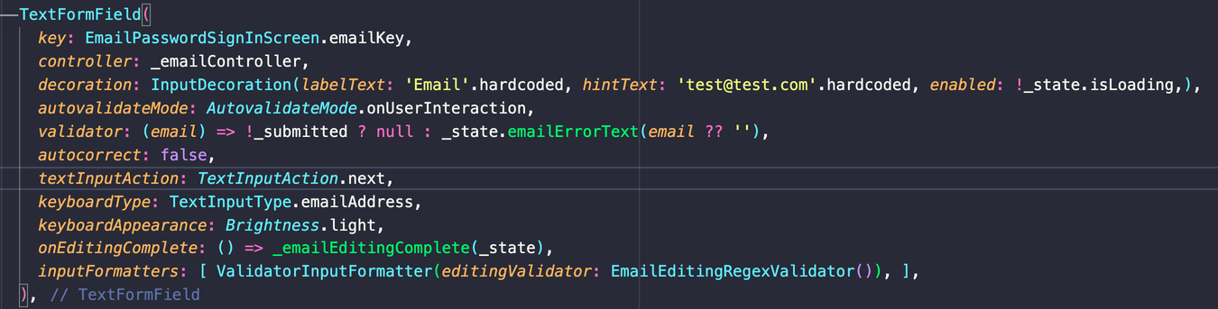 Sample code with long lines