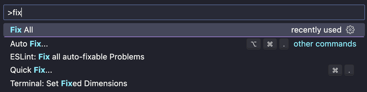 Using the Fix All option from the command palette
