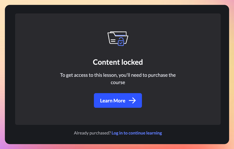 Content locked page on Code With Andrea Pro
