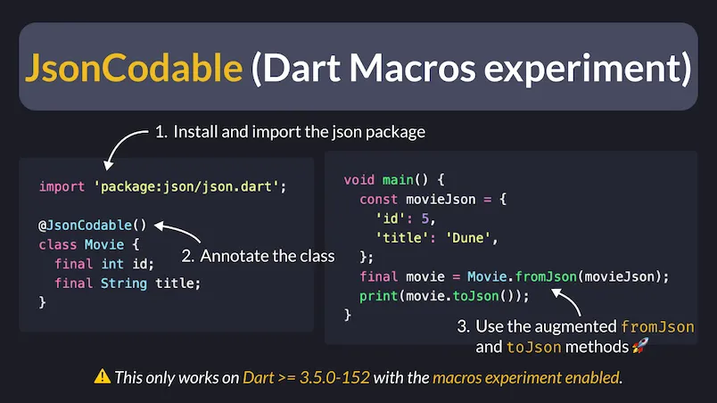 JsonCodable (Dart Macros experiment)