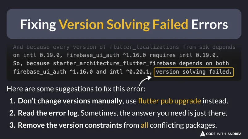 Fixing Version Solving Failed Errors