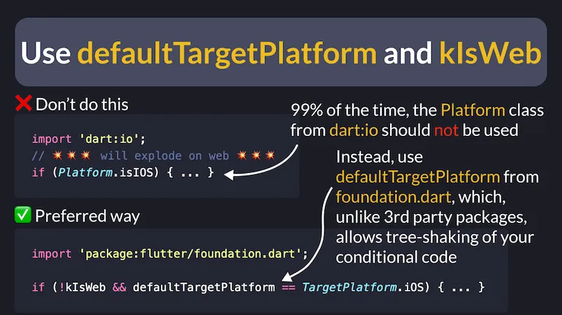 How to use defaultTargetPlatform and kIsWeb
