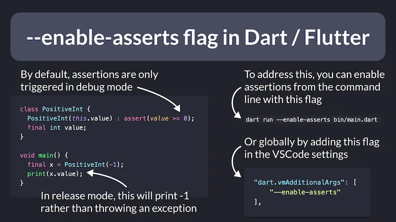 Enabling Asserts in Release Mode in Dart / Flutter