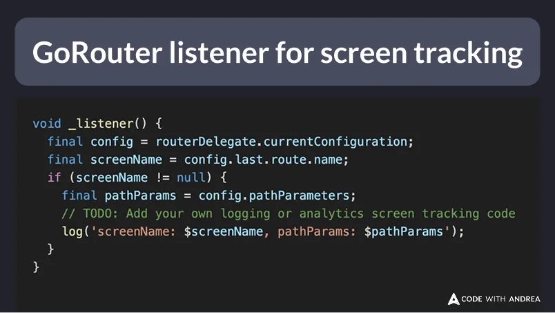 GoRouter Delegate Listener for Screen Tracking