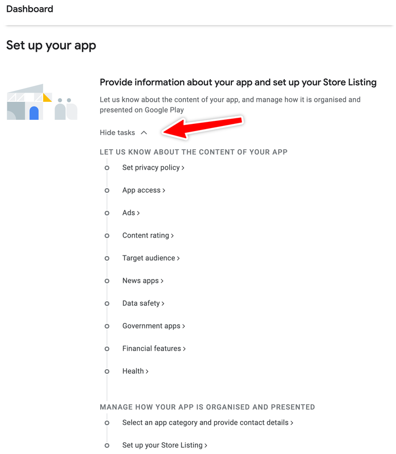 Dashboard - Set up your app