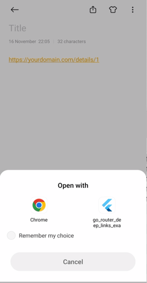 Example of the disambiguation dialog on Android