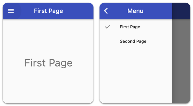 The same app on mobile with drawer navigation