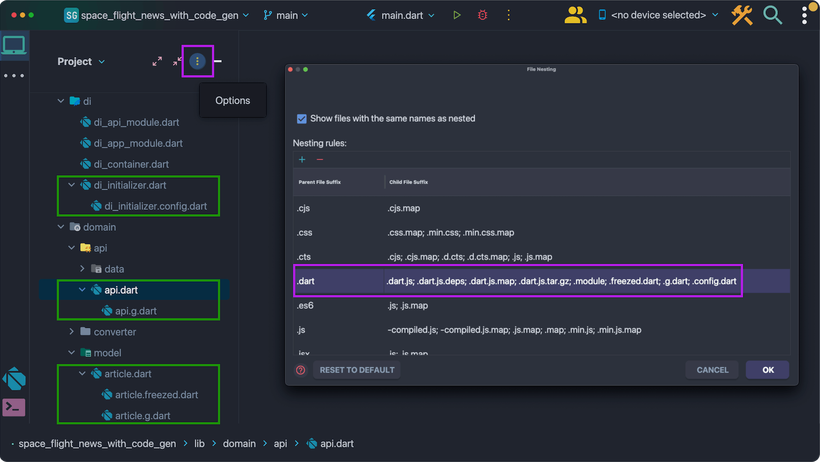Configuring generated files nesting in Android Studio or IntelliJ IDEA
