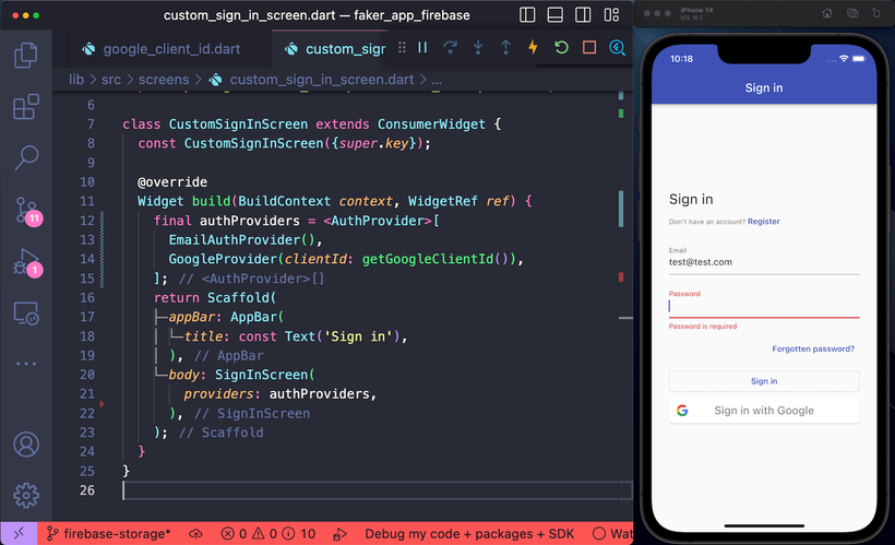 The firebase_ui_auth package makes it easy to add a custom sign in screen with a few lines of code