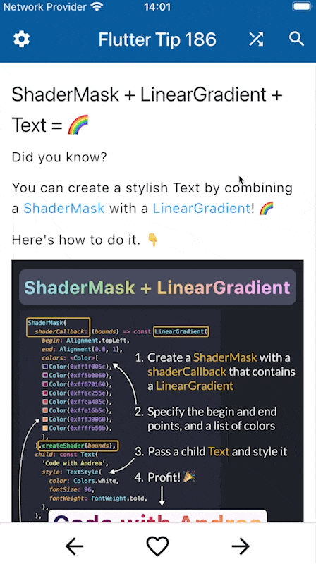 Flutter tips app preview