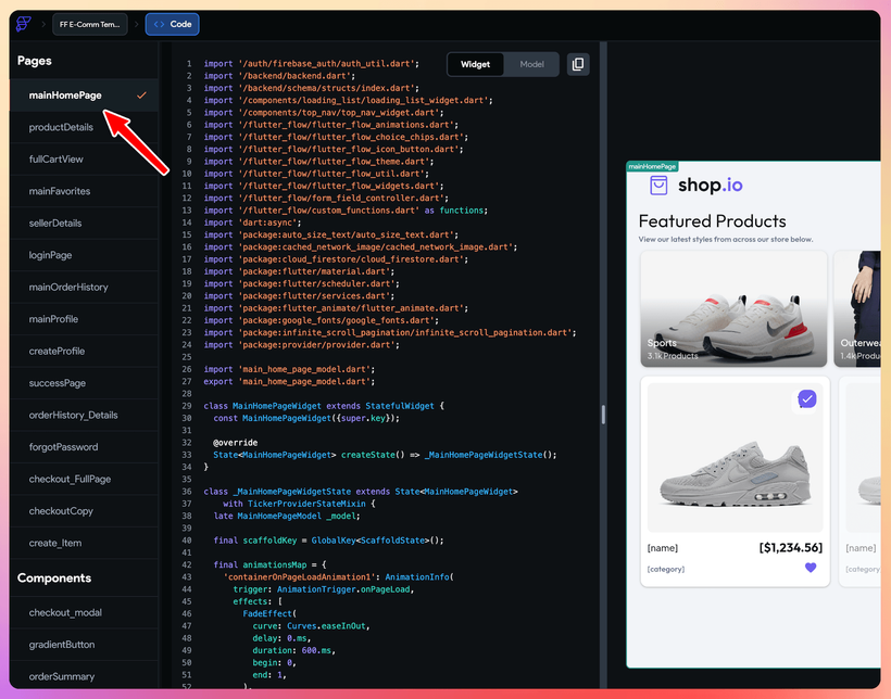 Preview of the Code view