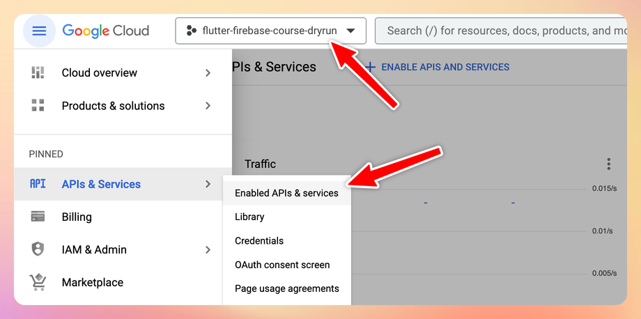 Step 1a: Navigate to “Enabled APIs & services”