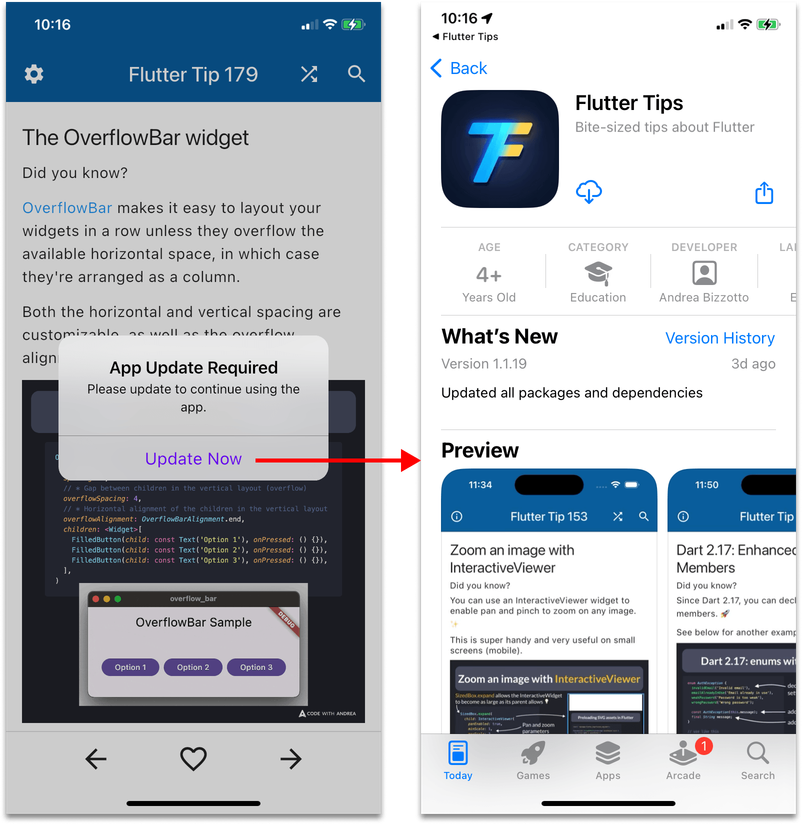 Force update flow on iOS