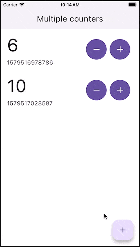 ListView CRUD example with realtime updates