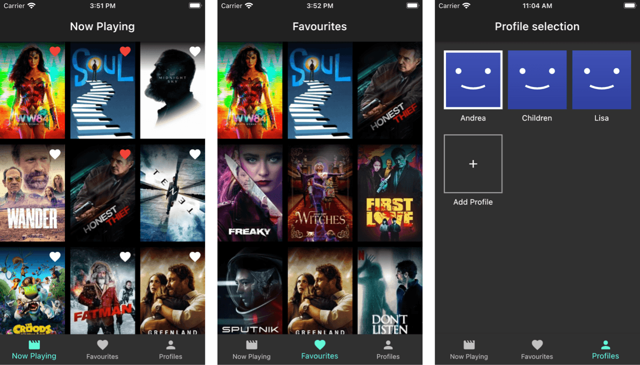 Movie app screenshots