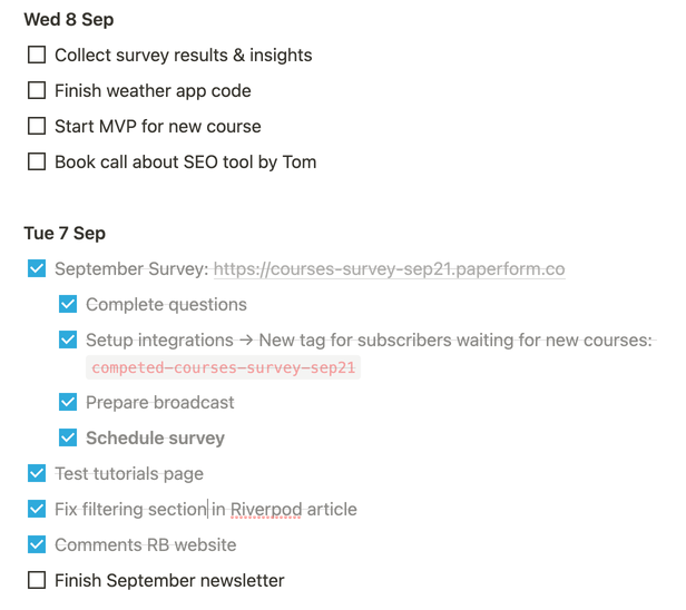 My to-do list on any given day