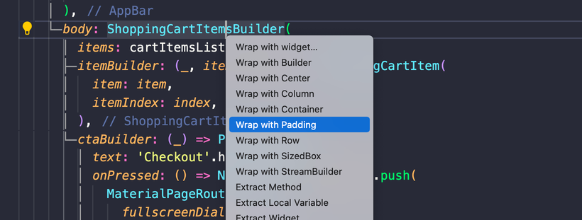 Quick Fix example: wrap a widget