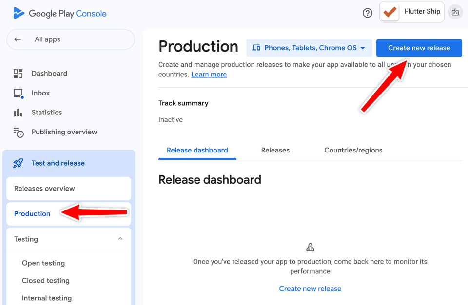 Production, create new release