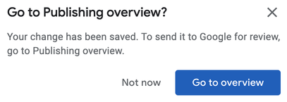 Go to Publishing overview?
