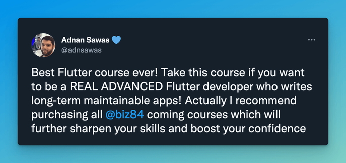 Best Flutter course ever!