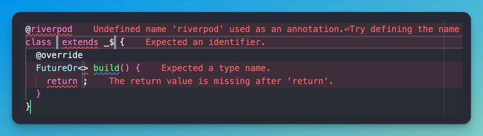 Resulting snippet for the riverpodAsyncClass option