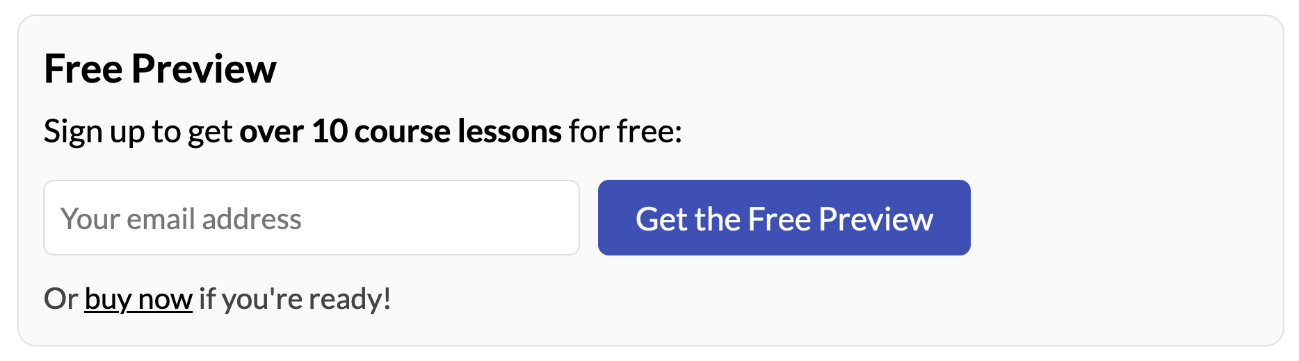 "Sign-up or buy now" form