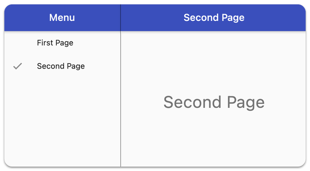 The content page is updated when a new page is selected