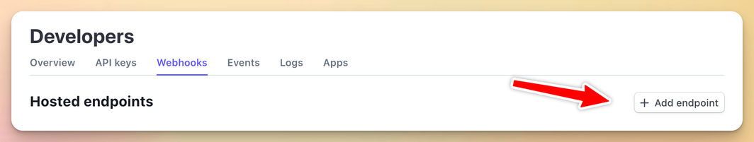 A webhook endpoint can be added in the Stripe dashboard