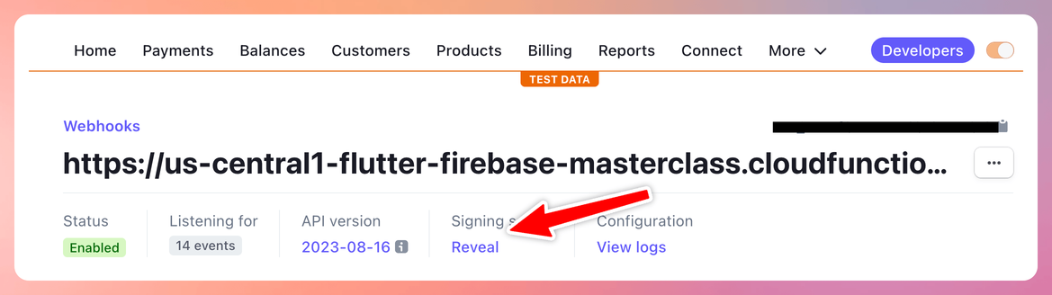 Once a webhook has been added, it will appear in the webhooks page
