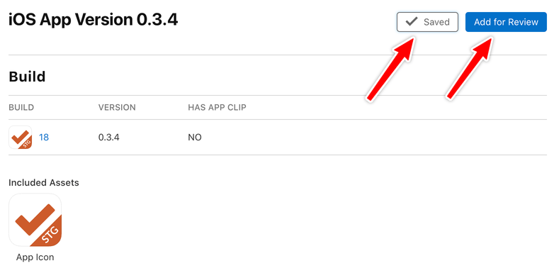Saving the changes and adding the app for review