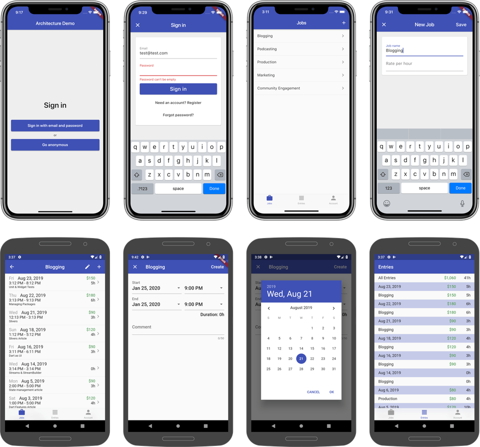 Time tracking app with Flutter & Firebase