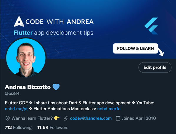 My optimised Twitter profile